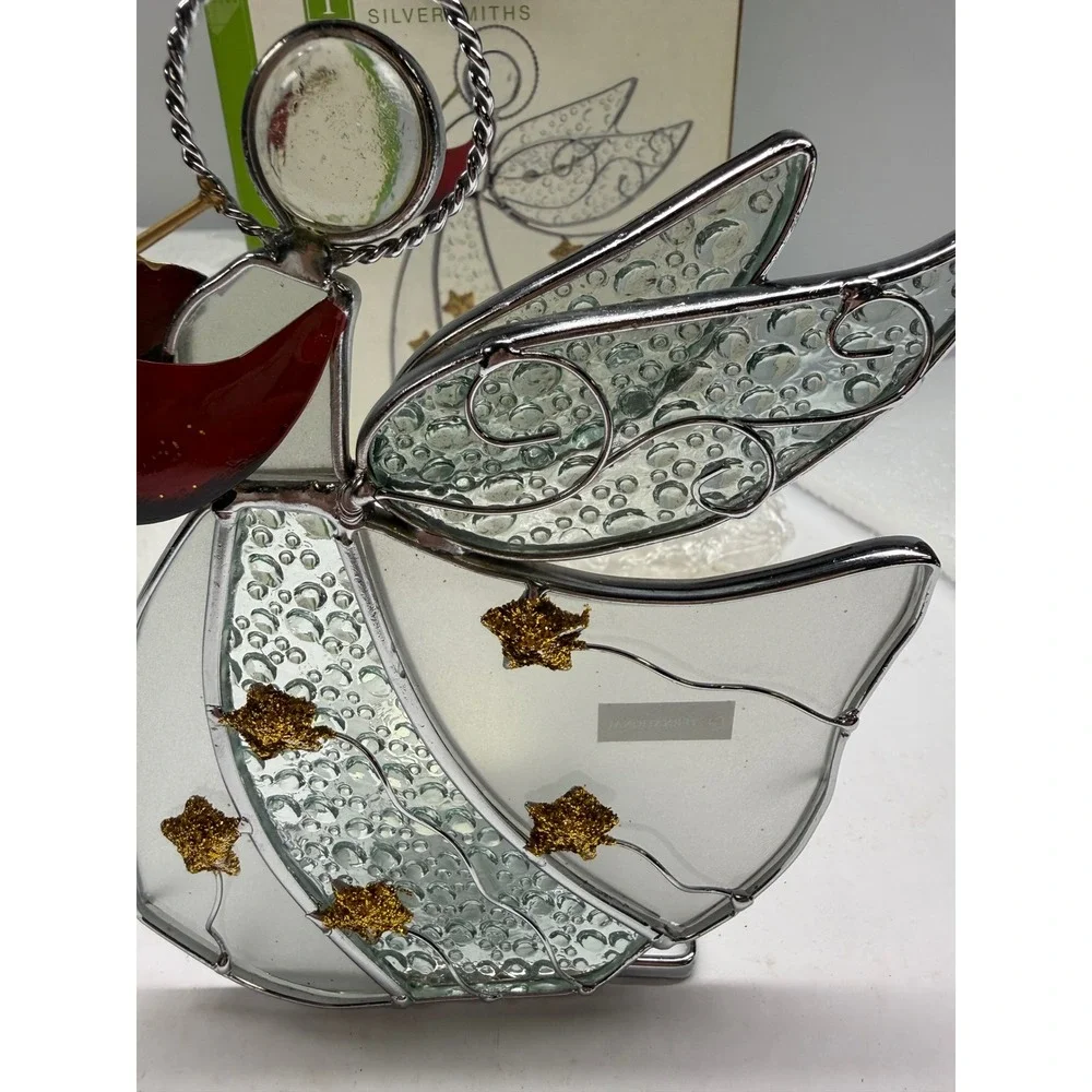 International Silversmiths Stained Glass Christmas Angel Votive Holder 4003679